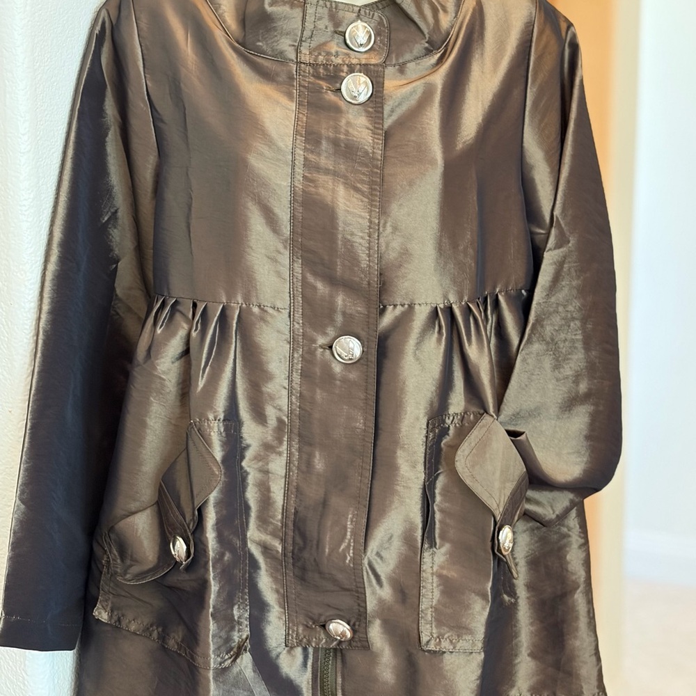 Olive Green taffeta women’s trench